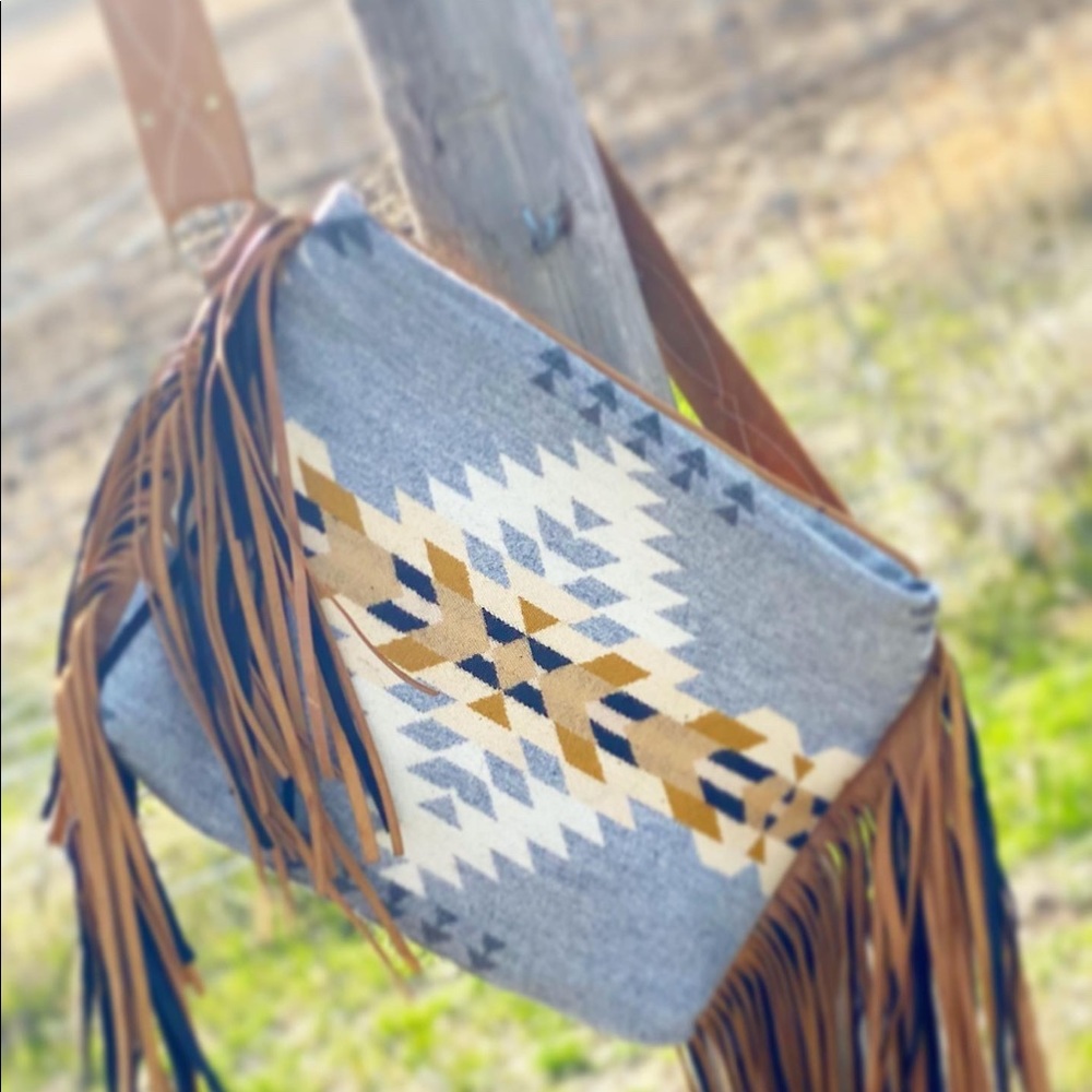 Wool and leather crossbody